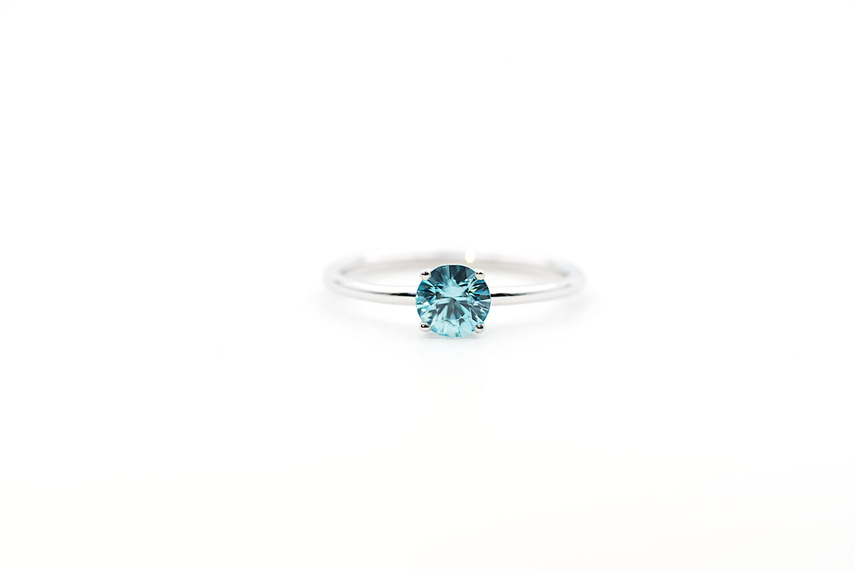 Bague Coquette - Zircon bleu naturel et or blanc