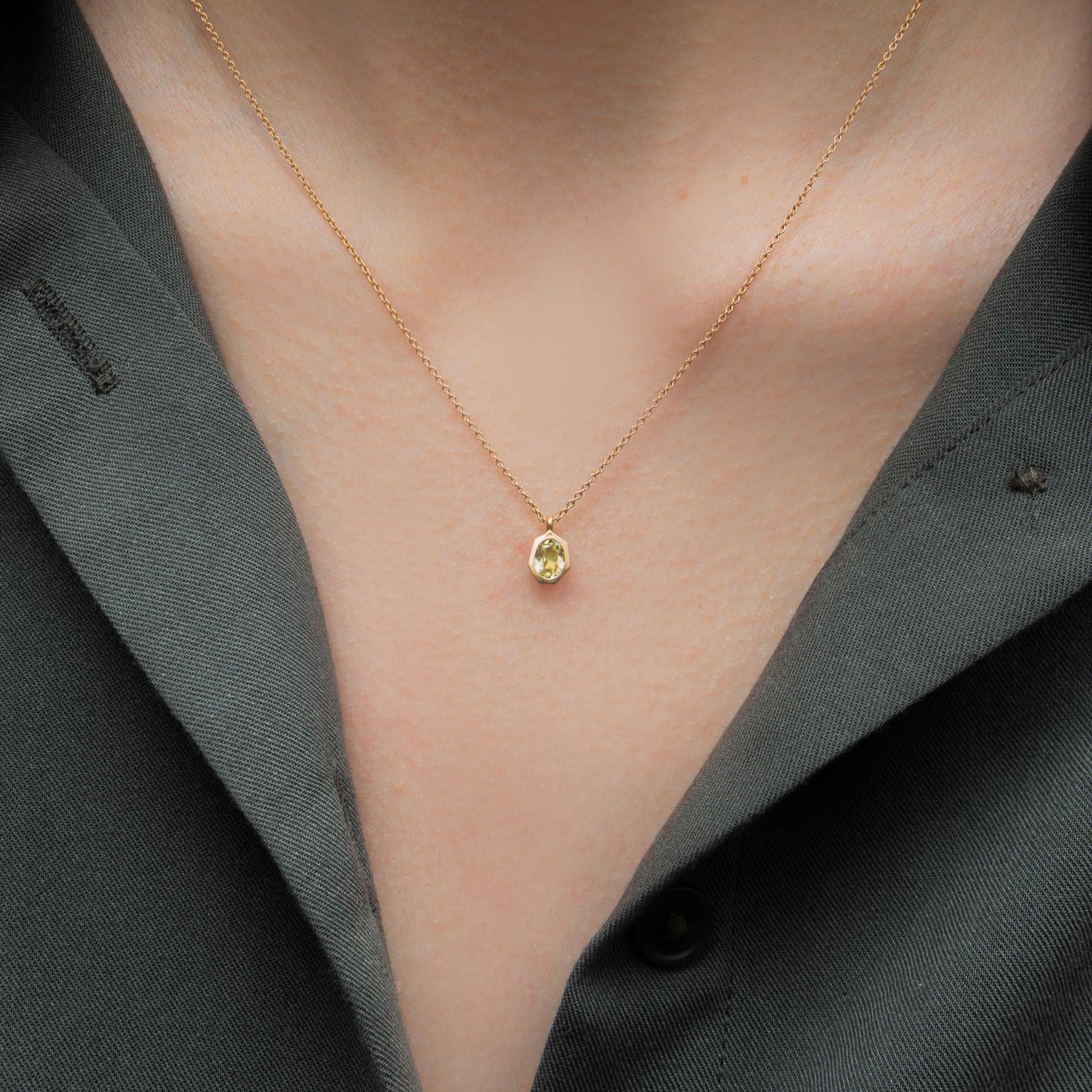 Collier Meteore - Saphir jaune et or jaune