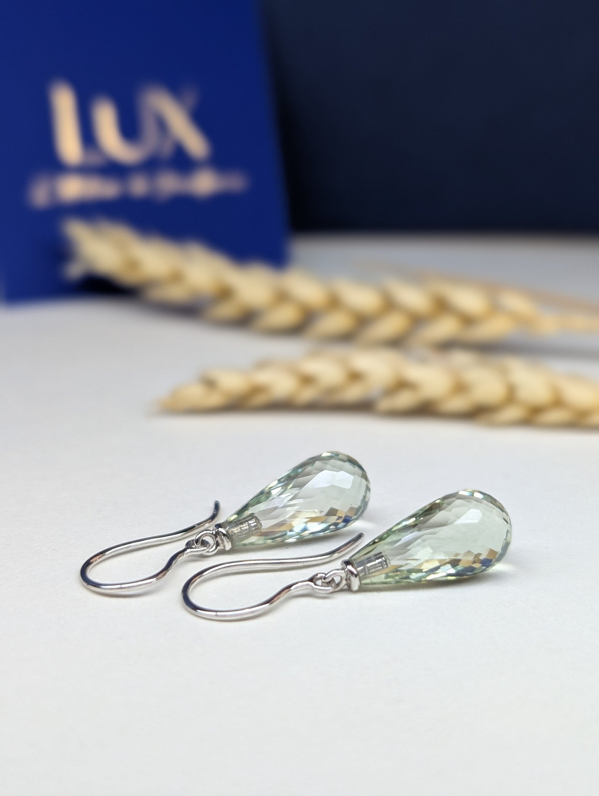 Boucles d'oreilles Pluie Prasiolite