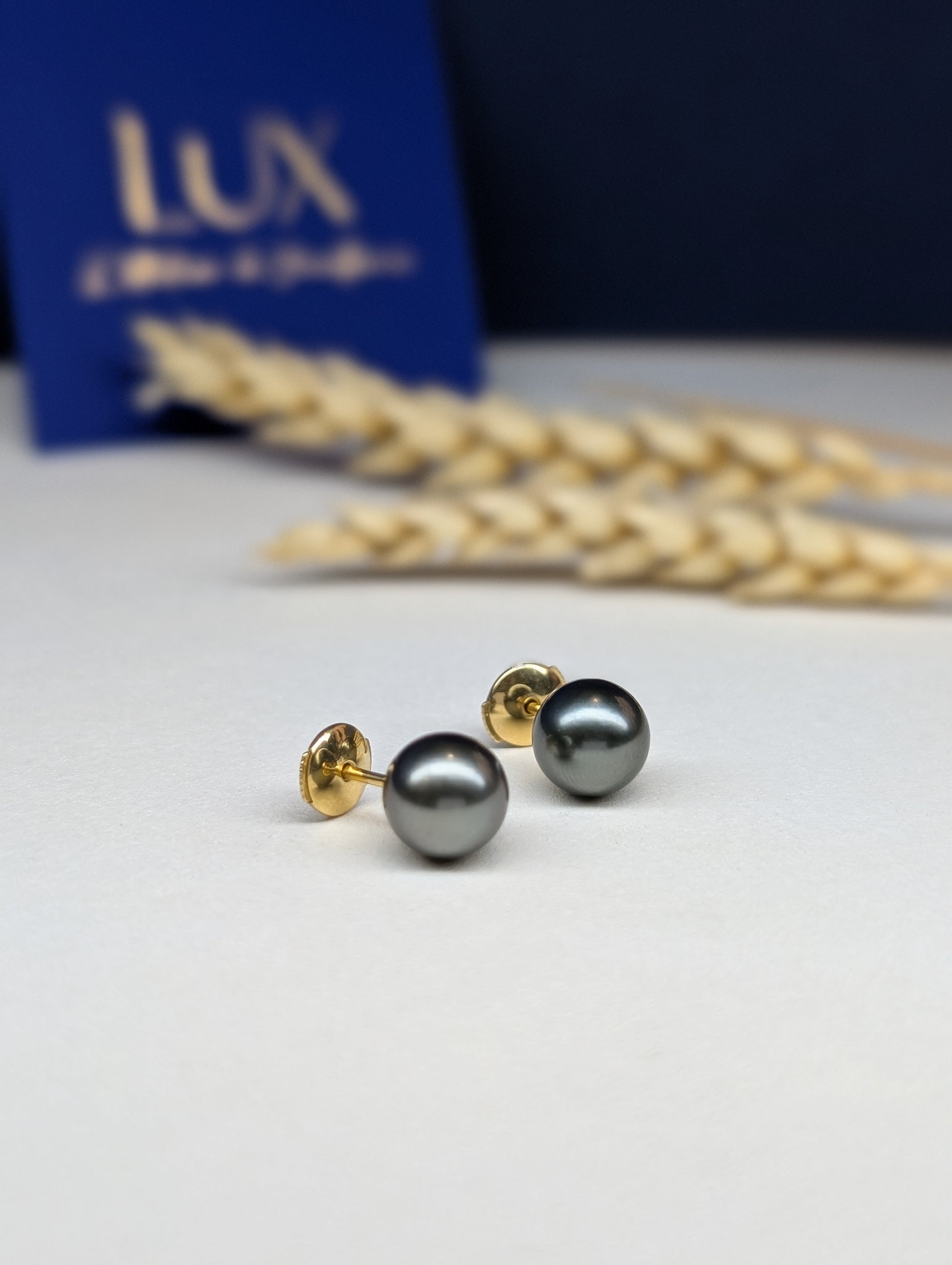 Boucles d'oreilles - Perles de Tahiti grises